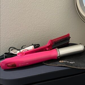 Instyler rotating heated iron and brush- Pink Hair Styling Tool